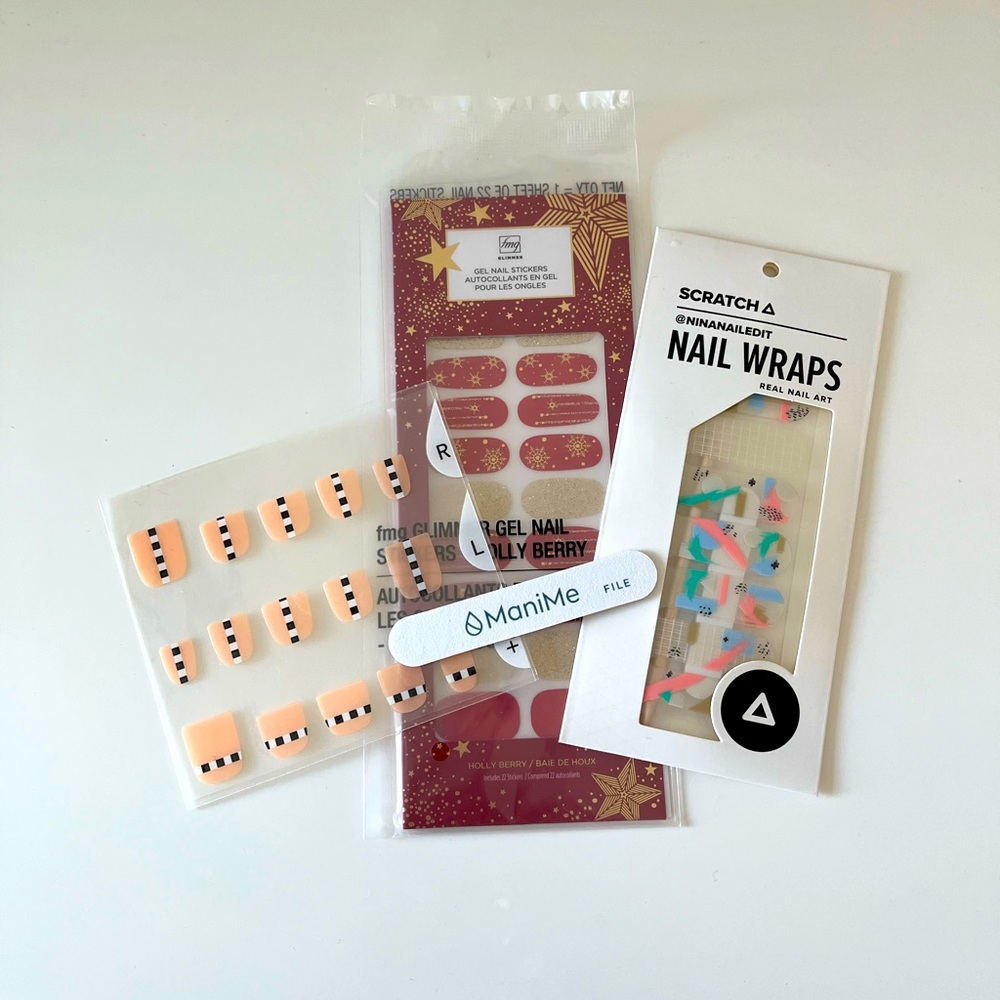 Three packs of nail stickers